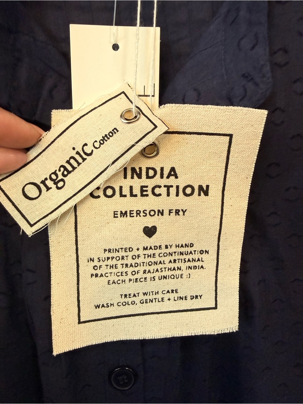 NWT Emerson Fry India Collection Maritime Swiss Dot Mandarin Collar Top - Picture 4 of 6
